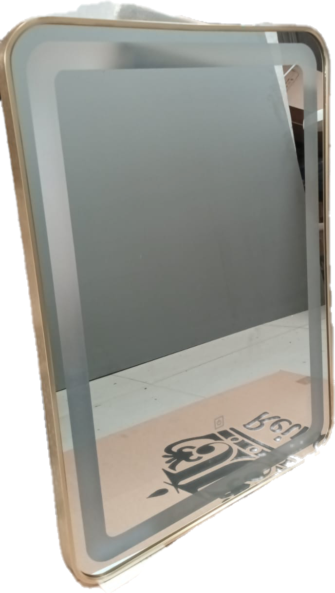 ESPEJO RECTANGULAR LED 80X60 MARCO DORADO